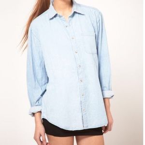 American Apparel Denim Button Up Long Sleeve Shirt
